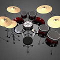 TAMA Complete Drum Set With Red Drums Chrome Cymbals And Metal Stands