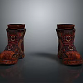 Stylish Vintage Handcrafted Leather Boots With Decorative Straps Buttons And Retro Texture