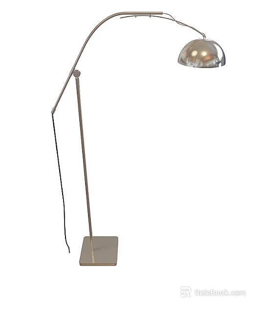 Modern Floor Lamp With Adjustable Metal Stand And Glass Shade For Living Room 3d model 