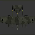 Military Style Green Camouflage Model Airplane With Four Propellers Wing Insignia And Floats