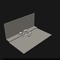 Modern White Bathtubs Interior Display With Faucets Towels Slippers And Bath Accessories