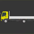 Yellow Flatbed Truck With White Cargo Bed And Front Design Model