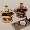 Traditional Style Gold Copper Hot Pot Cookware with Serving Bowl Plate Chopsticks Cup and Mat