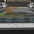 Feature Wall at InterContinental Hotel Entrance with Water Feature Green Plants and Modern Lighting