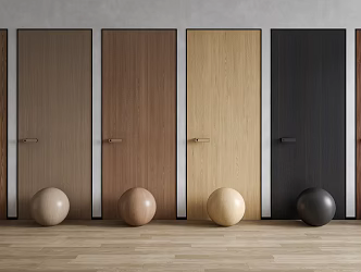 Single door handle door wooden minimalist door single door bedroom door kitchen door 3d model