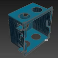 Blue Cube Structure With Multiple Circular Holes And Side Attachments
