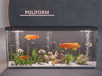 Modern fish tank aquarium ornamental fish tank glass fish tank aquarium tropical fish 3d model