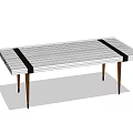 Modern Dining Table Set With Grid Pattern Surface Black Straps And Slender Legs Design