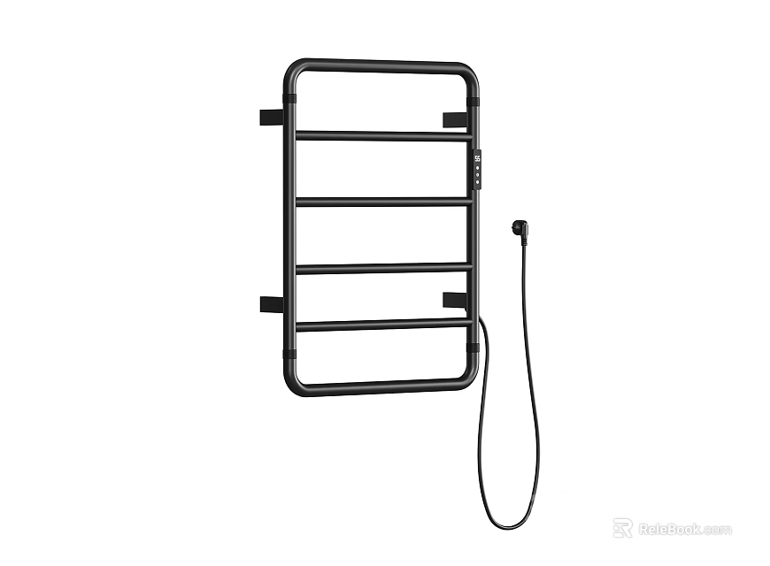 Modern Wall Mounted Bathroom Rack With Horizontal Bars And Hanging Rope 3d model 