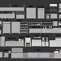 Different Types of Kitchen Utensils Including Worktables Cabinets Sinks And Appliances