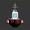 3D Model Small Tugboat Design Featuring Blue Deck White Superstructure And Red Elements 3d model