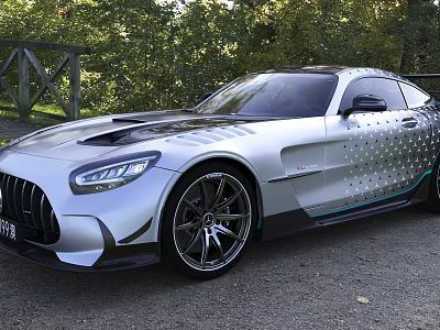 Silver Sports Car With Sleek Exterior Design Silver Dot Patterns Modern Headlights And Sporty Wheels 3d model