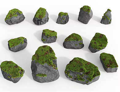 Moss landscape stone 3d model