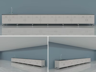 Functional Workbench With Multiple Drawers Cabinets And Faucet For Laboratory Use 3d model