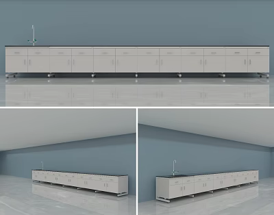 Functional Workbench With Multiple Drawers Cabinets And Faucet For Laboratory Use 3d model