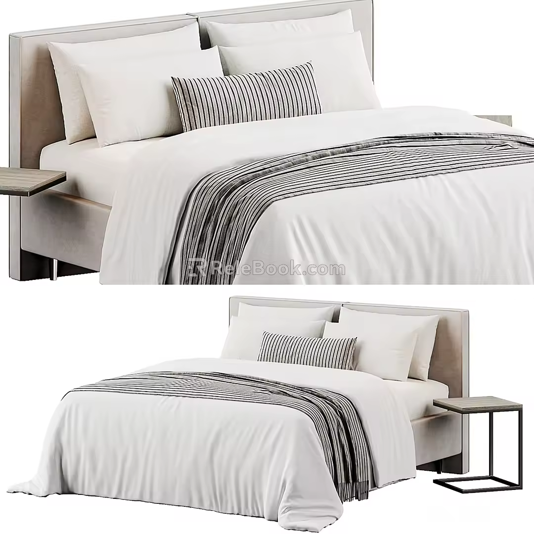 Divan ru fabric double bed 3d model