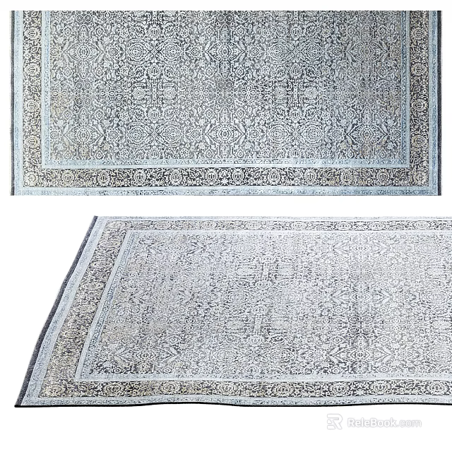 Square Rug Featuring Intricate Patterns And Borders 3d model