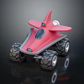 Pink Cartoon Style Toy Vehicle With Large Wheels And Transparent Cockpit
