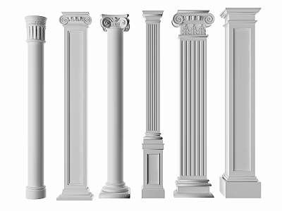 Classic Roman Columns With Various Architectural Designs And Decorative Details 3d model