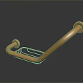 Golden Bathroom Furniture Grab Bar With Shiny Surface And Sturdy Bracket Design