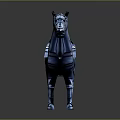 Blue Armored Horse with Saddle and Decorative Gear as Fantasy Creature Model
