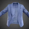 Light Blue Men's Formal Suit Jacket With Classic Collar And Pockets 3d model