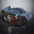 Futuristic Black Airplane With Red Glowing Elements Gear Structure And 3D Design