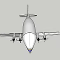 White Airplane Model With Blue Red Stripes And Two Black Engines On Wings