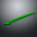Green Snake Like Creature With Red Laser Feature On Dark Reflective Surface 3d model