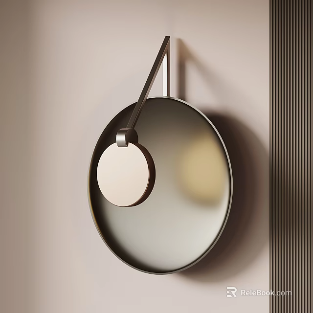 Modern Round Wall Lamp With Metallic Finish And Vertical Striped Panel 3d model