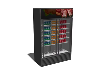 Commercial Beverage Display Refrigerator With Glass Door And Multiple Shelves For Drinks 3d model