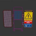 Industrial Safety Guardrail With High Voltage Danger Sign And Restricted Area Warning