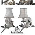 Decorative Wall Lamp With White Bird Leaf Design And Beige Fabric Shade