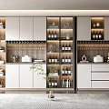 Modern Wine Cabinet Design With Glass Doors And Multiple Compartments For Wine Storage In Kitchen