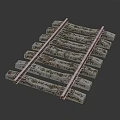 Detailed Railway Track Crossing Structure With Metal Rails And Wooden Ties