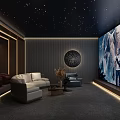 Modern Home Theater Design With Starry Ceiling Large Screen And Comfortable Seating 3d model