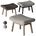 Modern Gray And Dark Gray Ottoman Stools With Wooden Legs Upholstered Seats