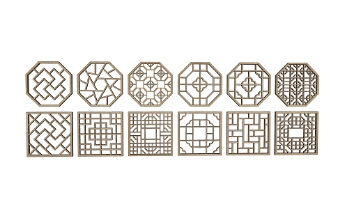 Chinese-style openwork window grilles 3d model