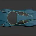 Blue Modern Sports Car With Sleek Body Unique Front Face And Red Rim Wheels