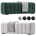Tufted Velvet Sofa Bench With Throw Blanket And Multiple Color Choices Green White Gray Brown