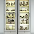 Display Cabinet Shelves With Teddy Bears Panda Dolls Robots Spider Toys And Photo Frames