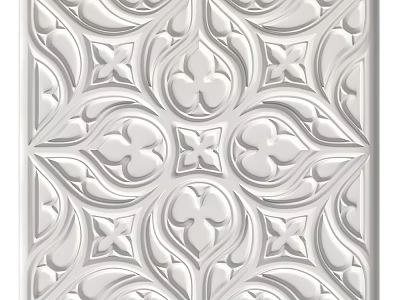 Intricate White Floral Carved Relief Design for Decorative Wall Art 3d model