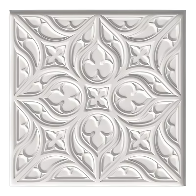 Intricate White Floral Carved Relief Design for Decorative Wall Art 3d model