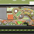 Modern Commercial Landscape Design With Circular Plaza Greenery And Pedestrian Areas