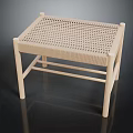 Minimalist Wooden Stool With Woven Seat And Light Colored Frame Design