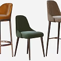 Various Stylish Bar Stools With Upholstered Seats And Metal Wooden Legs