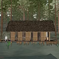 Serene Forest Boutique Villa With Thatched Roof Over Clear Water Surrounded By Tall Trees