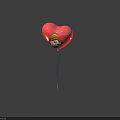 Red Heart Shaped Balloon With Cartoon Girl Face And Blue String Against Dark Blue Background