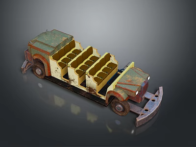 Vintage Toy Bus Model Featuring Retro Green Yellow Exterior And Worn Texture Details 3d model