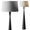 Modern Floor Lamp with Sleek Black Base and White Fabric Shade